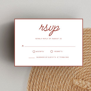 Retro Red & White Wedding RSVP Card