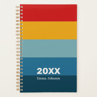 Retro Red Yellow Blue Stripe 2026 Name Planner