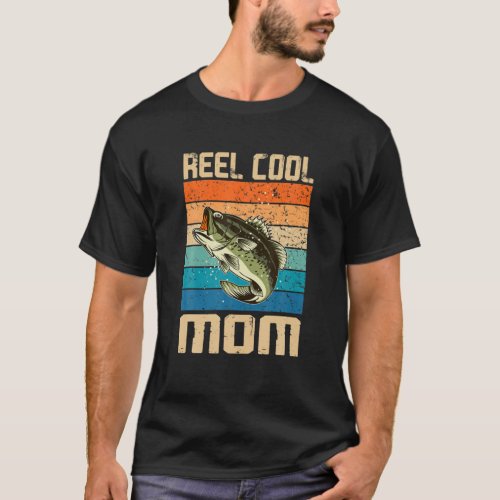 Retro Reel Cool Mom Vintage Fisherwoman Fishing Mo T_Shirt