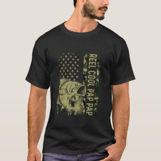 Retro Reel Cool Pap Pap Camouflage American Flag F T-Shirt