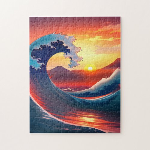 Retro Reimagining of The Great Wave Off  Jigsaw Puzzle