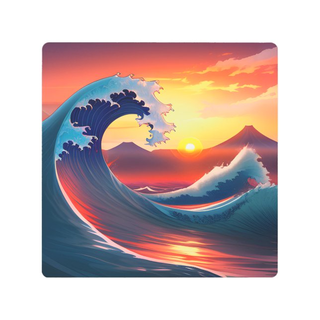 Retro Reimagining of The Great Wave Off   Metal Print (Front)