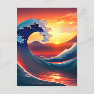 Retro Reimagining of The Great Wave Off Postcard