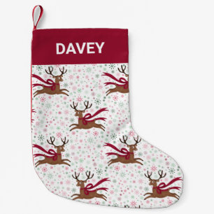 Retro Reindeer and Atomic Snowflake MCM Pattern Small Christmas Stocking