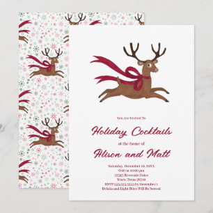 Retro Reindeer Atomic Mid Century Modern Christmas Invitation