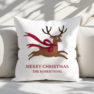 Retro Reindeer Atomic Mid Century Vintage Style Throw Pillow
