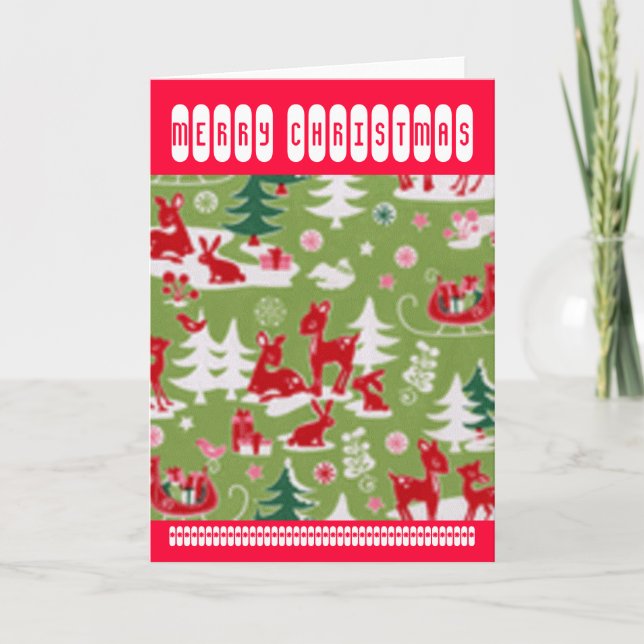 Retro Reindeer Romp Holiday Card (Front)