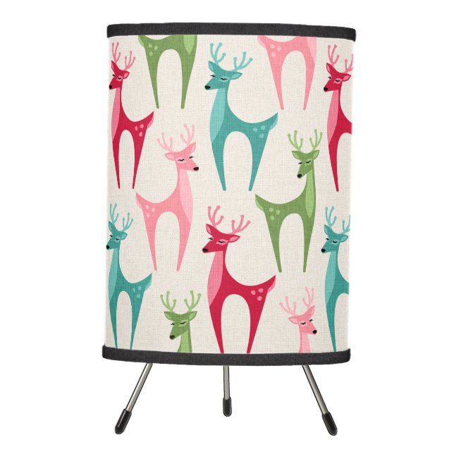 Retro Reindeer ©studioxtine Tripod Lamp (Front)