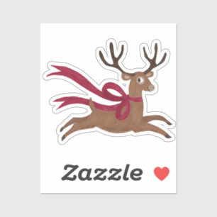 Retro Reindeer Wearing Red Scarf Vintage Style  Sticker