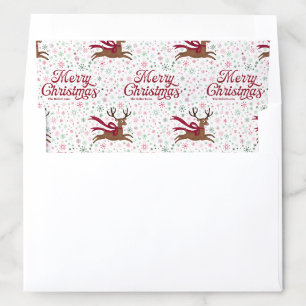 Retro Reindeer with Atomic Snowflakes Personalized Envelope Liner
