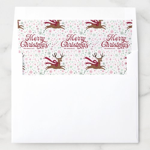 Retro Reindeer with Atomic Snowflakes Personalized Envelope Liner