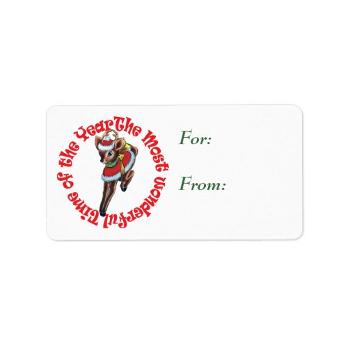 Retro Reindeer Wonderful Time Gift Tag