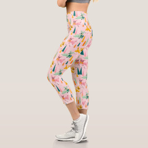Retro Reindeer Wonderland Holiday Pattern Capri Leggings
