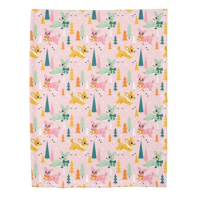 Retro Reindeer Wonderland Holiday Pattern Duvet Cover (Front)
