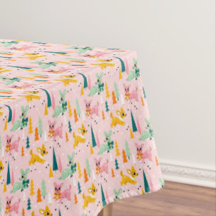 Retro Reindeer Wonderland Holiday Pattern Tablecloth