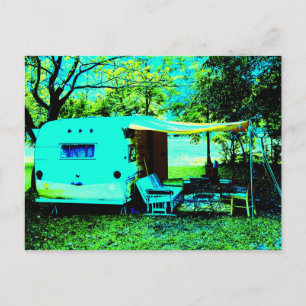 Retro relaxation vintage camping postcard