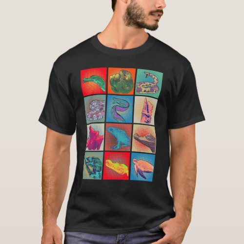 Retro Reptile Collage Snake Frog Turtle T_Shirt