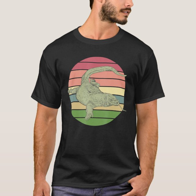 Retro Reptile Wild Animal Wildlife Indonesia Komod T-Shirt (Front)