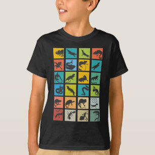 Retro Reptiles Art Snake Gecko Chameleon Colorful T-Shirt