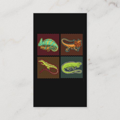 Retro Reptiles Lizard Chameleon Iguana Business Card