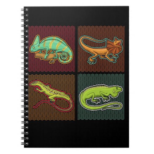 Retro Reptiles Lizard Chameleon Iguana Notebook