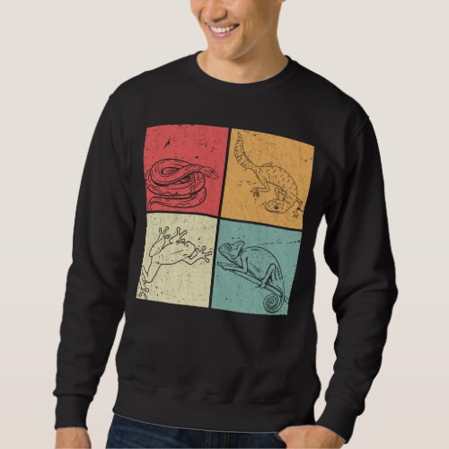 Retro Reptiles Snake Gecko Frog Chameleon Sweatshirt