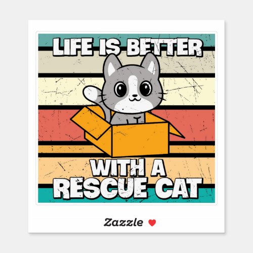 Retro Rescue Cat Vinyl Sticker