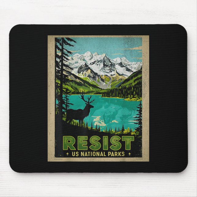 Retro Resist Alt Us National Park Nps Service Mouse Pad (Front)