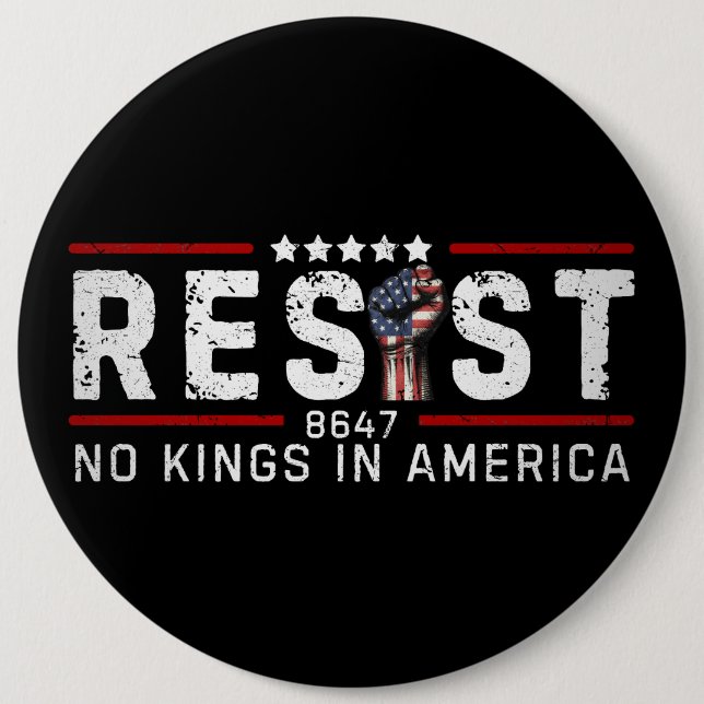 Retro Resist No Kings In America Button (Front)