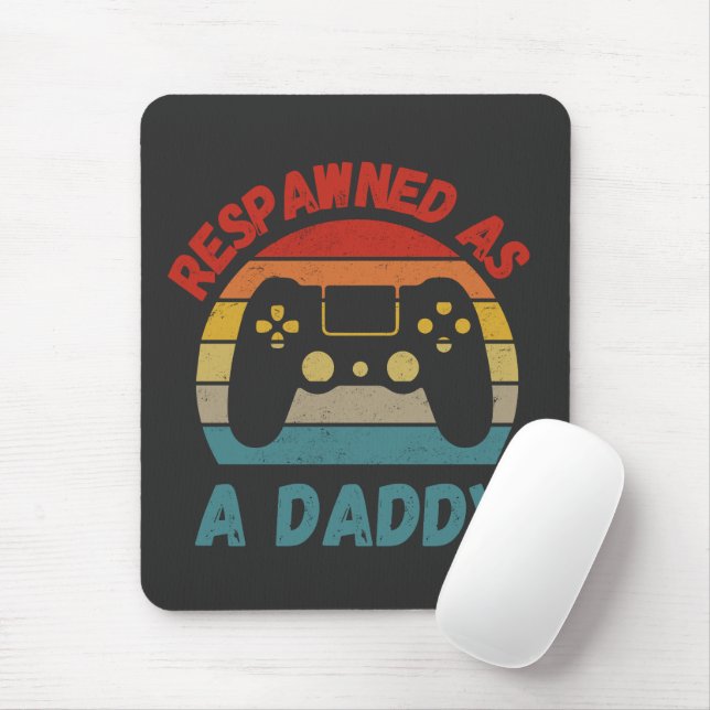 Retro Respawned as a Daddy Gamer New Dad Gamer Mouse Pad (With Mouse)