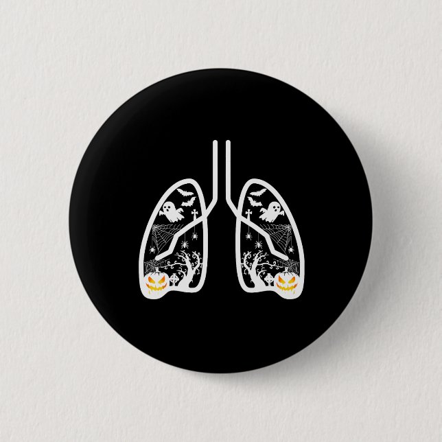 Retro Respiratory Therapist Rt Lung Ghost Pumpkin  Button (Front)