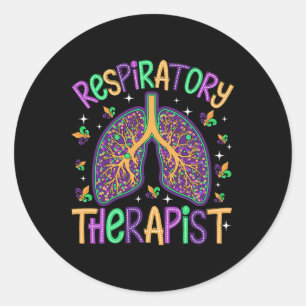 Retro Respiratory Therapy Rt Therapist Mardi Gras Classic Round Sticker