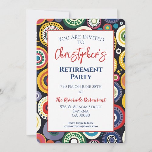 Retro Retirement Party Colorful Circles Invitation