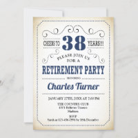 Retro Retirement Party - Navy Blue Cream White