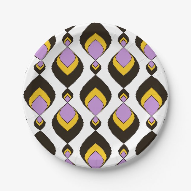 Retro, retro ornament paper plates (Front)