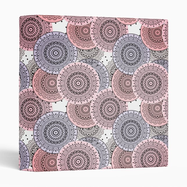 Retro, retro pattern, beige , grey  elegant 3 ring binder (Front/Spine)