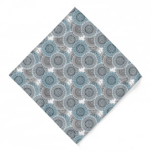 Retro, retro pattern, blue and gray,  elegant bandana
