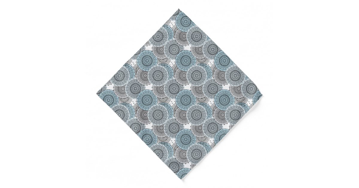 Retro, retro pattern, blue and gray, elegant bandana | Zazzle