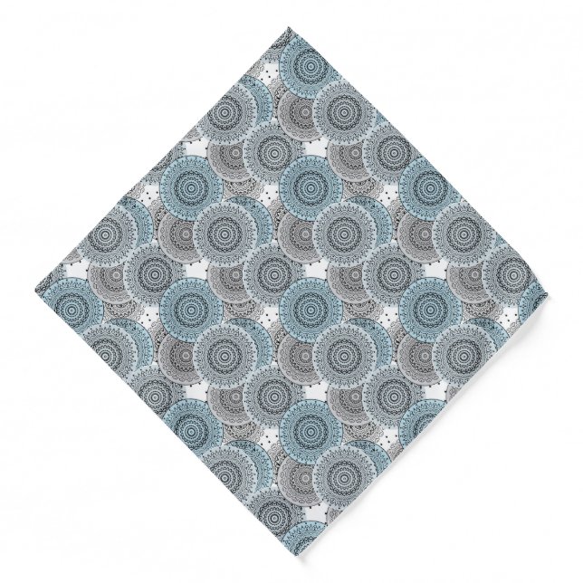 Retro, retro pattern, blue and gray,  elegant bandana (Front)