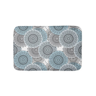 Retro, retro pattern, blue and gray, elegant bath mat