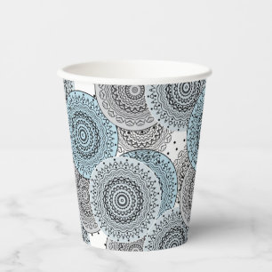 Retro, retro pattern, blue and gray, elegant bath paper cups