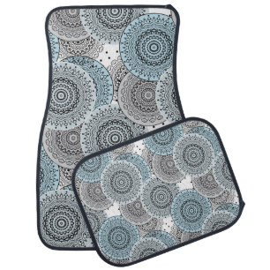 Retro, retro pattern, blue and gray, elegant car floor mat