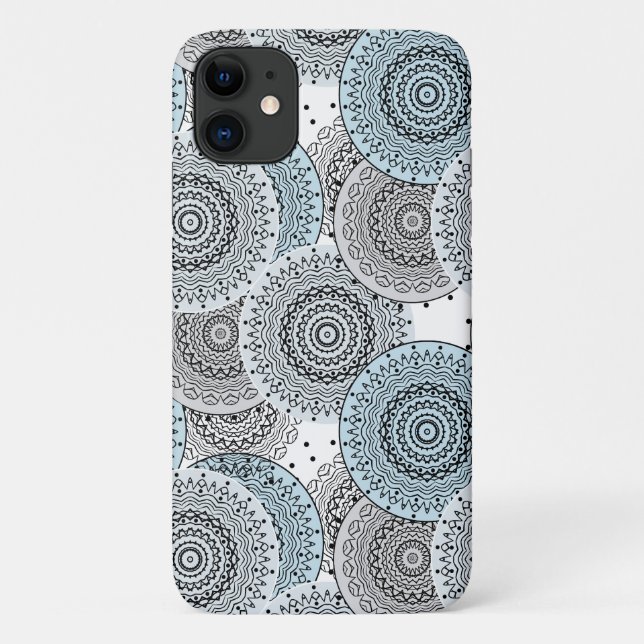 Retro, retro pattern, blue and gray,  elegant Case-Mate iPhone case (Back)