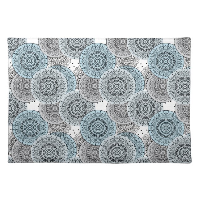 Retro, retro pattern, blue and gray,  elegant cloth placemat (Front)