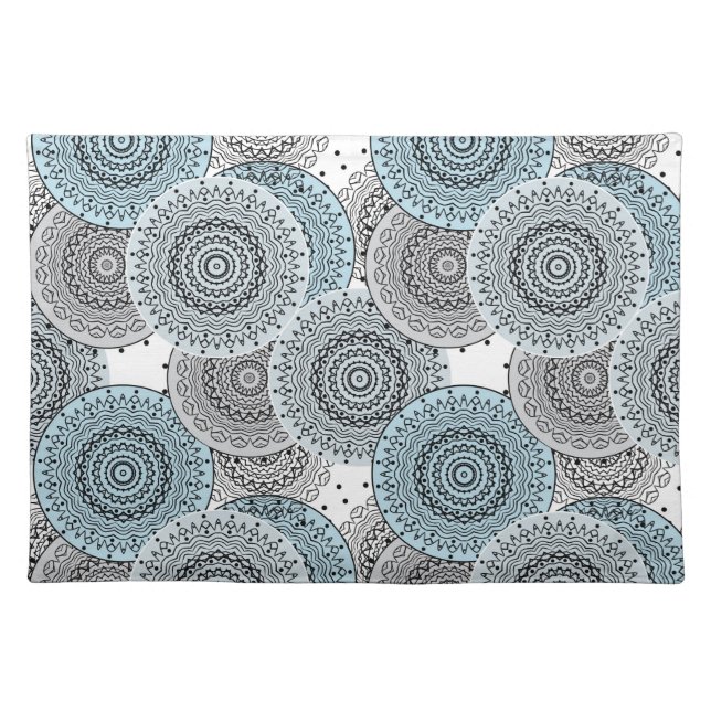 Retro, retro pattern, blue and gray,  elegant cloth placemat (Front)