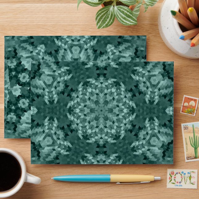 Retro, retro pattern, blue and gray,  elegant enve envelope (Desk)