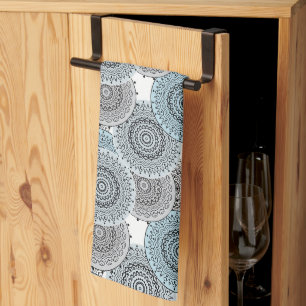 Retro, retro pattern, blue and gray, elegant kitchen towel