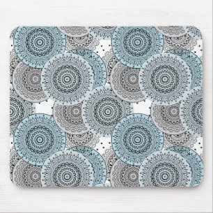 Retro, retro pattern, blue and gray,  elegant mouse pad