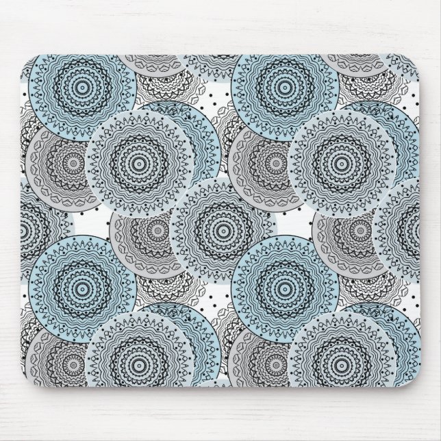 Retro, retro pattern, blue and gray,  elegant mouse pad (Front)