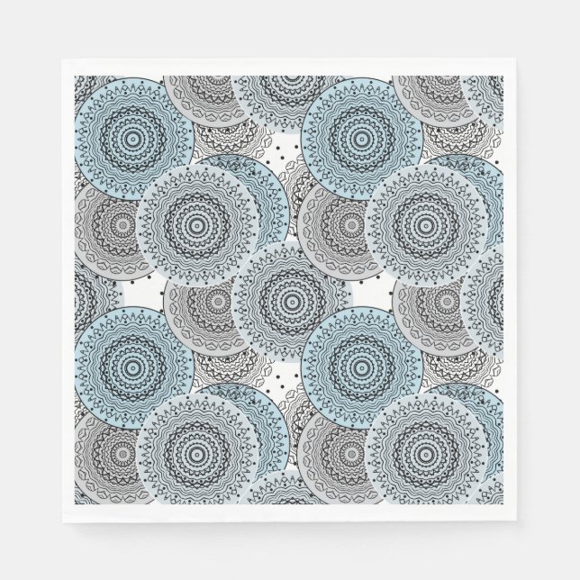 Retro, retro pattern, blue and gray,  elegant napkins (Front)
